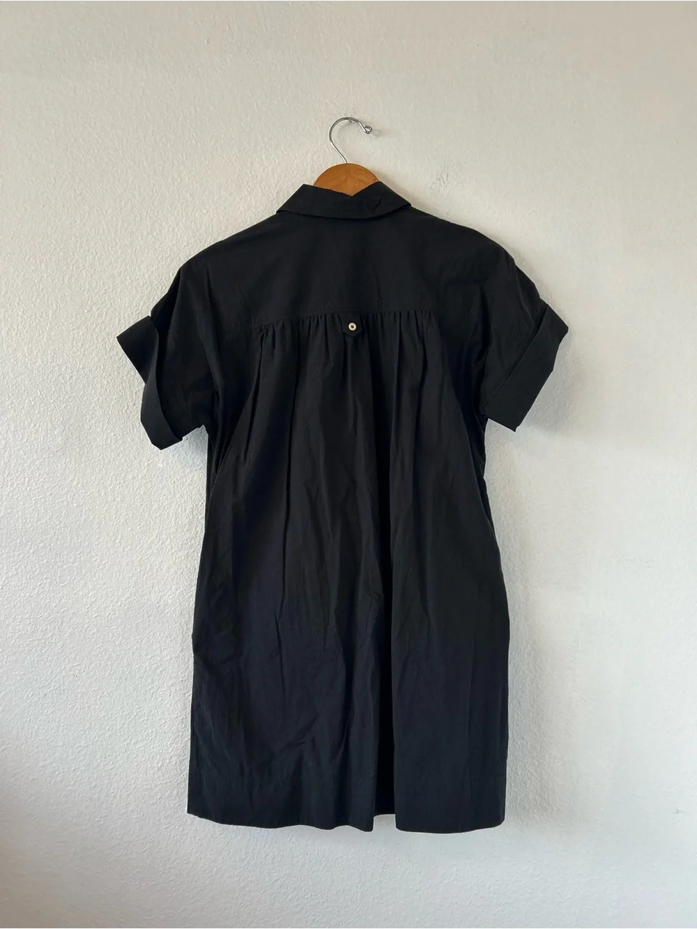 Madewell Collared Button-Front Mini Shirt Dress in Black Size XS